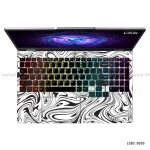 HP LOQ laptop skin sticker with black and white abstract swirl pattern – stylish premium laptop cover from LaptopStickerBD.