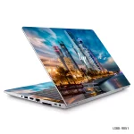 Laptop skin sticker featuring the Doha city skyline with modern skyscrapers, palm trees, and waterfront view - LSBD 9051