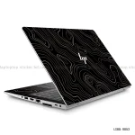 Black topographic line art laptop skin with contour map design – Model LSBD 9053