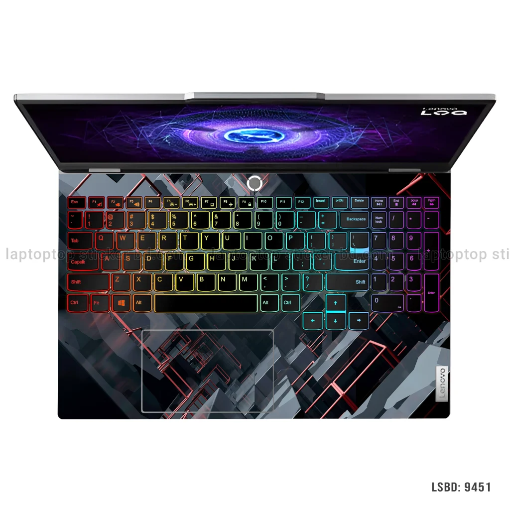 Black & Red Futuristic Geometric Laptop Sticker – Premium Vinyl Skin (LSBD 9451) | Laptop Sticker BD