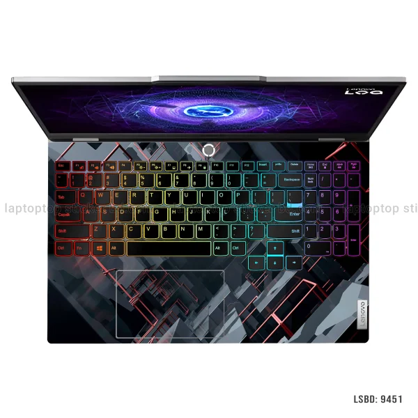 Black & Red Futuristic Geometric Laptop Sticker – Premium Vinyl Skin (LSBD 9451) | Laptop Sticker BD