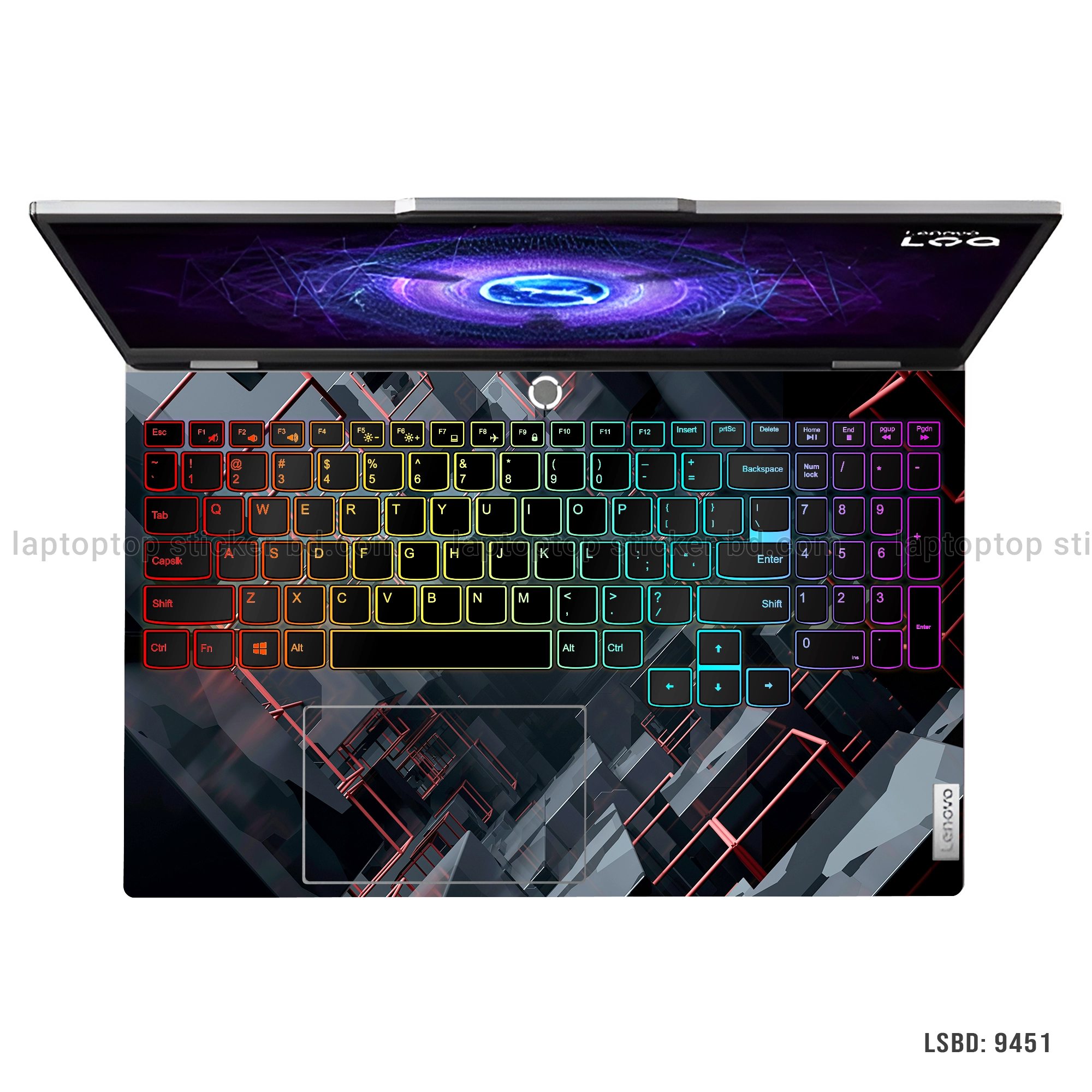 Black & Red Futuristic Geometric Laptop Sticker – Premium Vinyl Skin (LSBD 9451) | Laptop Sticker BD