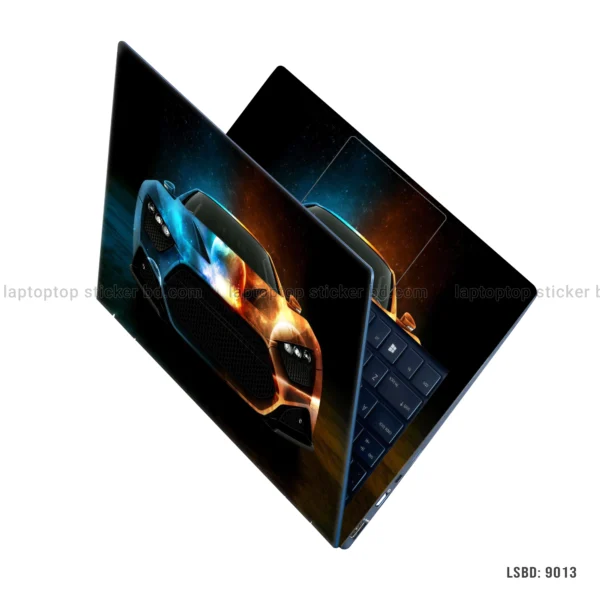 Zenvo ST1 hypercar laptop sticker with fiery and icy blue car design