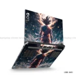 Goku Super Saiyan laptop sticker featuring intense energy and battle-ready design