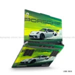 Porsche 911 GT3 RS laptop sticker with dynamic green and yellow design