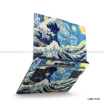 The Great Wave with Mount Fuji laptop sticker featuring iconic Japanese art design