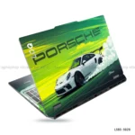 Porsche 911 GT3 RS laptop sticker with dynamic green and yellow design