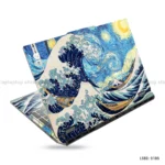 The Great Wave with Mount Fuji laptop sticker featuring iconic Japanese art design