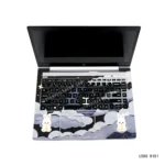 Bunny and moon laptop sticker with clouds and stars design