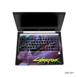 Cyberpunk 2077 gaming car laptop sticker with neon city design