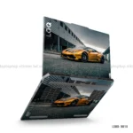 Lamborghini Huracan laptop sticker with bold orange color car