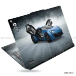 Blue W Motors Lykan HyperSport laptop sticker with gullwing doors design