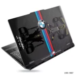 BMW F1 racing car laptop sticker with M stripes design