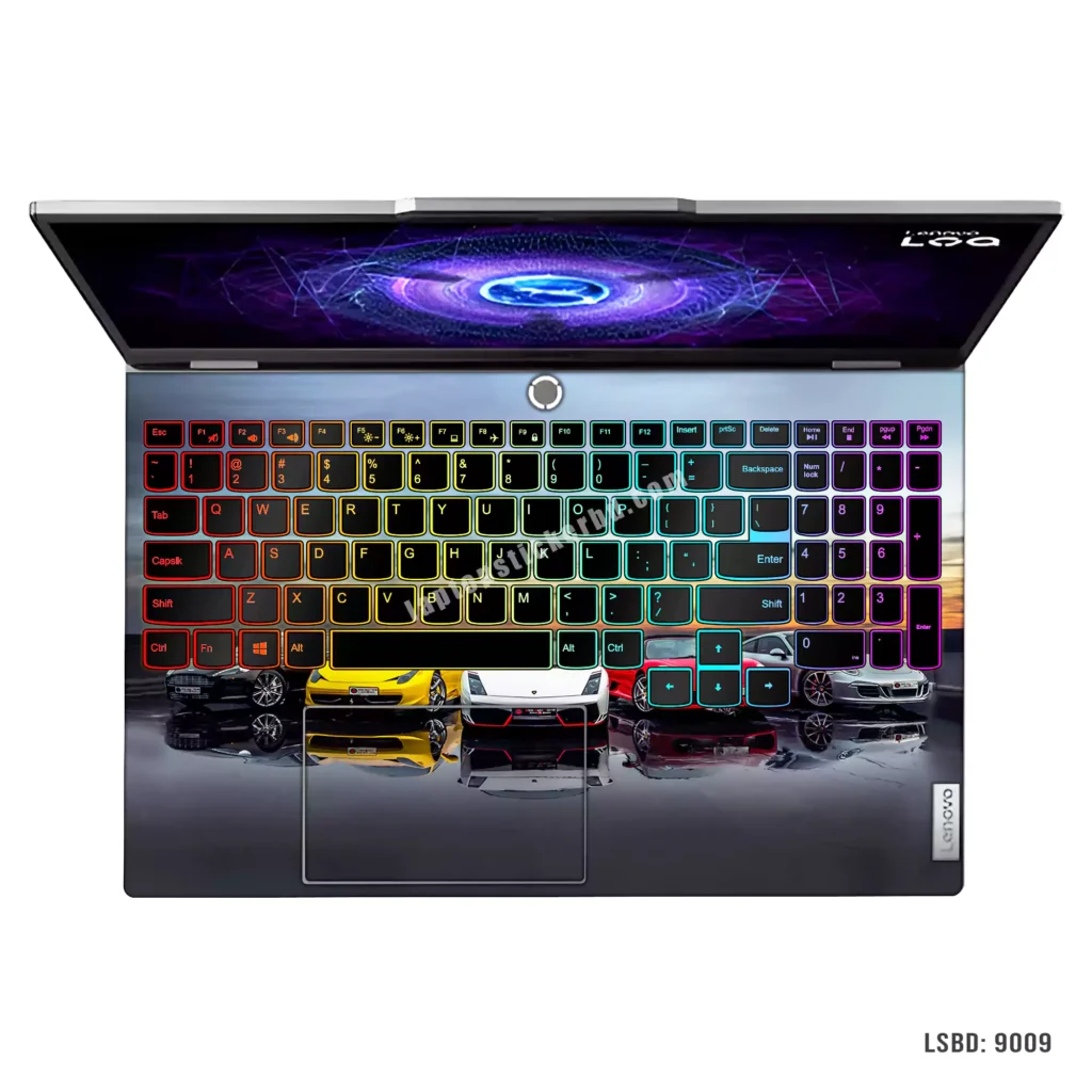 Luxury cars collection laptop sticker featuring sleek sports cars