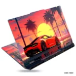 GTR6 gaming car laptop sticker with a vibrant sunset design