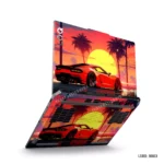 GTR6 gaming car laptop sticker with a vibrant sunset design