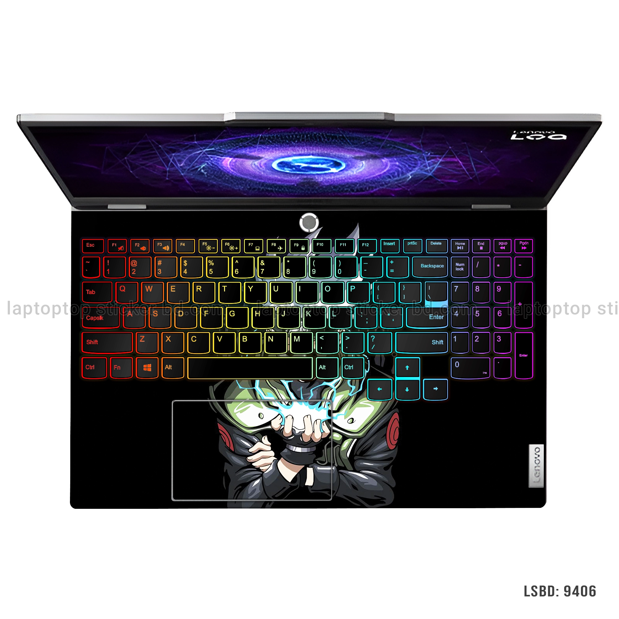 Kakashi Hatake laptop sticker with dynamic design featuring Kakashi from Naruto for all laptop sizes