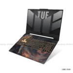 Dark knight with flames laptop sticker featuring intense battle-ready design