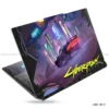 Cyberpunk 2077 gaming car laptop sticker with neon city design