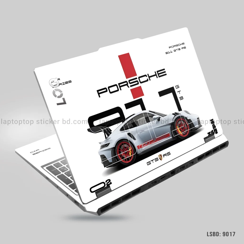 Porsche 911 GT3 RS laptop sticker with sleek car design