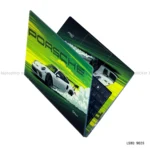 Porsche 911 GT3 RS laptop sticker with dynamic green and yellow design