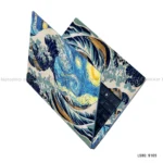 The Great Wave with Mount Fuji laptop sticker featuring iconic Japanese art design