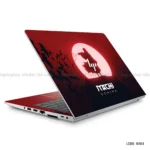 Itachi Uchiha from Naruto laptop sticker with red and black design, featuring Itachi from Naruto