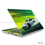 Porsche 911 GT3 RS laptop sticker with dynamic green and yellow design