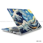 The Great Wave with Mount Fuji laptop sticker featuring iconic Japanese art design