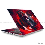 Mini Cooper GP laptop sticker with fiery red design and Union Jack flag