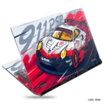 Porsche 911 RSR gaming car laptop sticker with red and white design