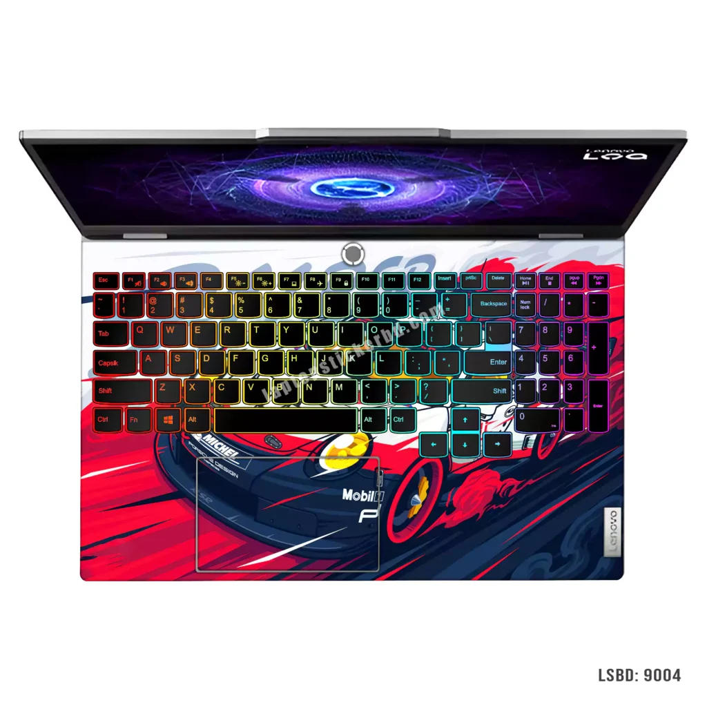 Porsche 911 RSR gaming car laptop sticker with red and white design