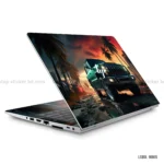 SUV car digital art laptop sticker with a vibrant green SUV design