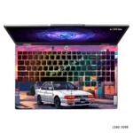 Mitsubishi car digital art laptop sticker with sunset design