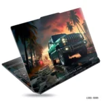 SUV car digital art laptop sticker with a vibrant green SUV design