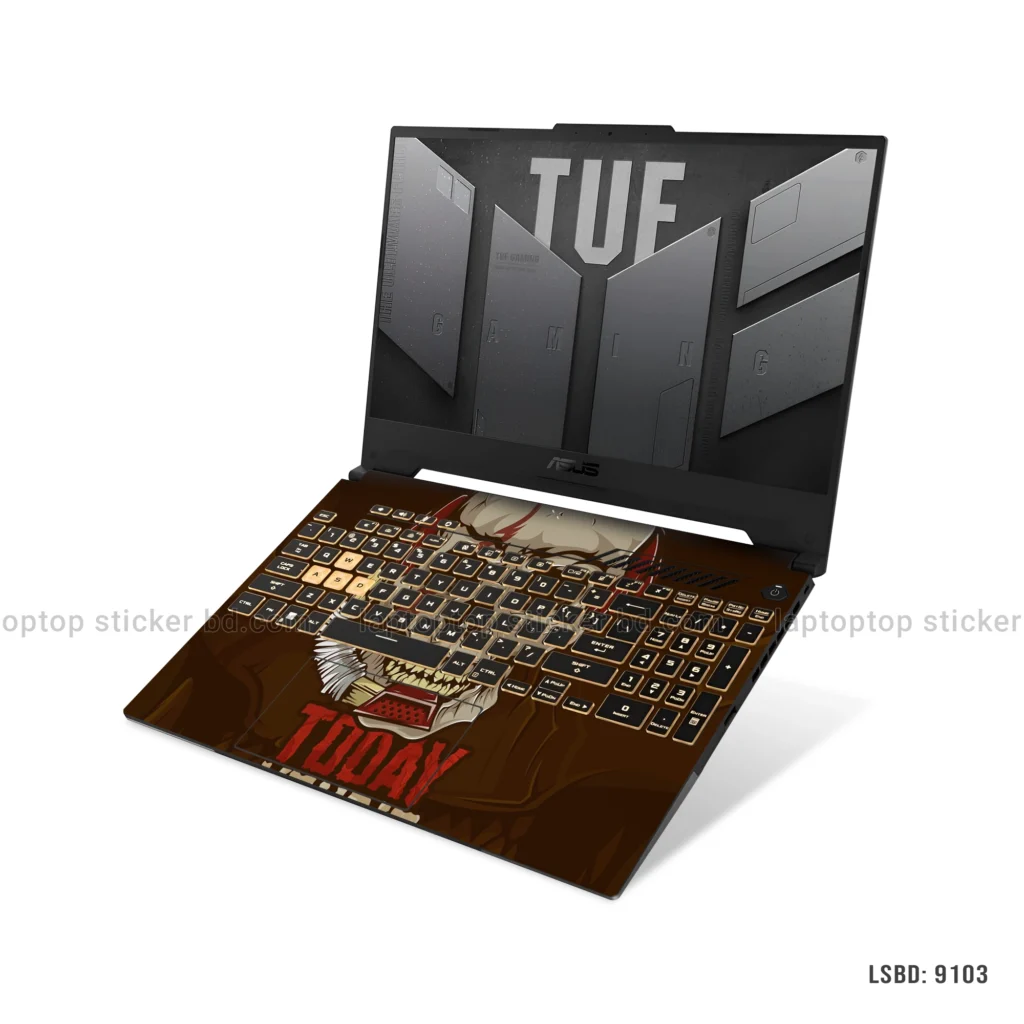 Today You Die Skull laptop sticker with bold design