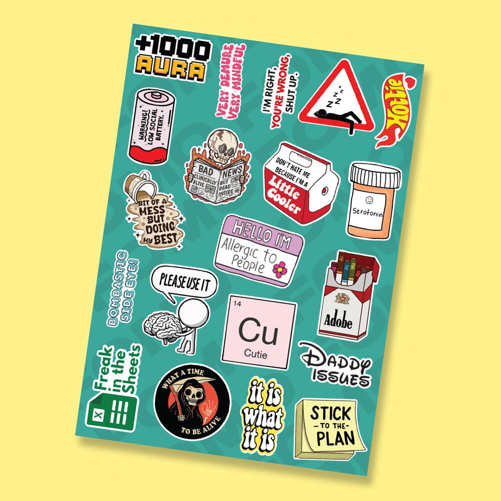 Aesthetic mini sticker pack with cute and funny designs