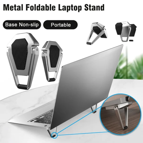 Metal Foldable Laptop Stand with Non-Slip Base and Adjustable Height