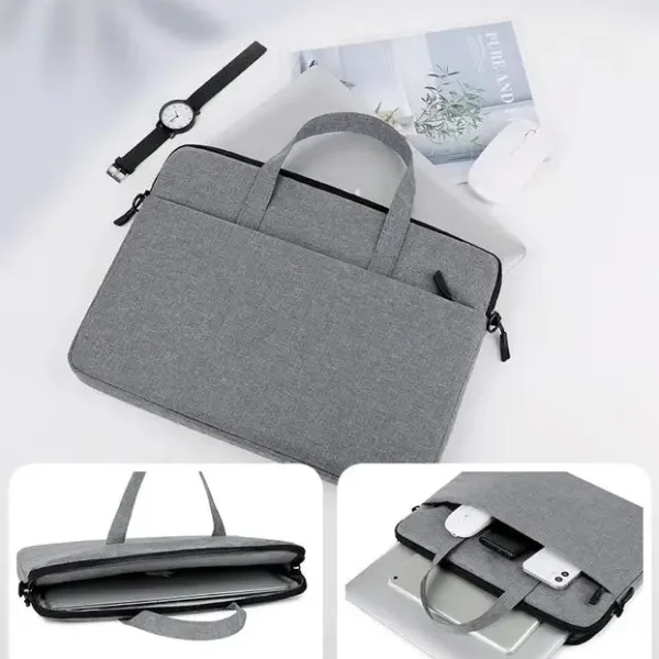 Stylish grey laptop bag with handle for secure and easy laptop transport