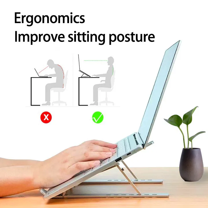 High quality adjustable original aluminum laptop stand foldable ergonomic design