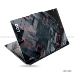 Geometric abstract laptop sticker with red and black design for all laptop sizes