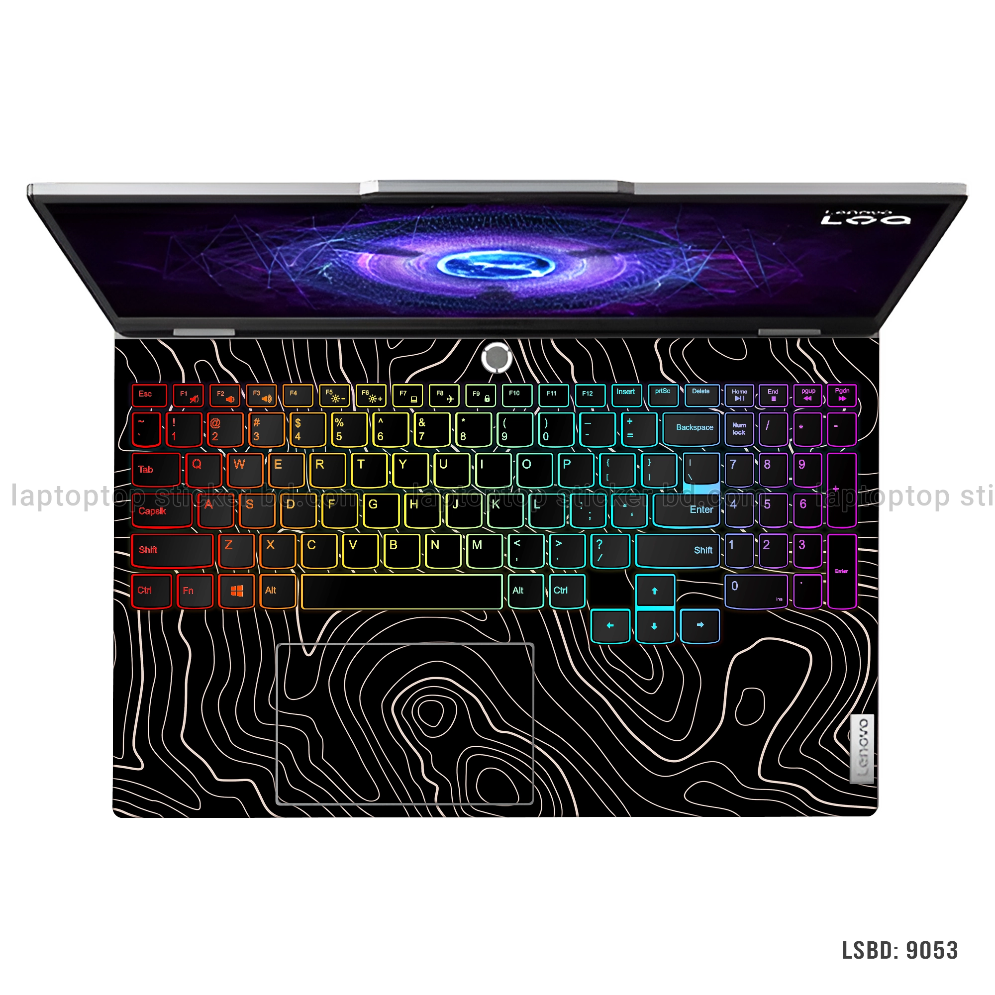 Abstract black and gold line art laptop sticker for all laptop sizes