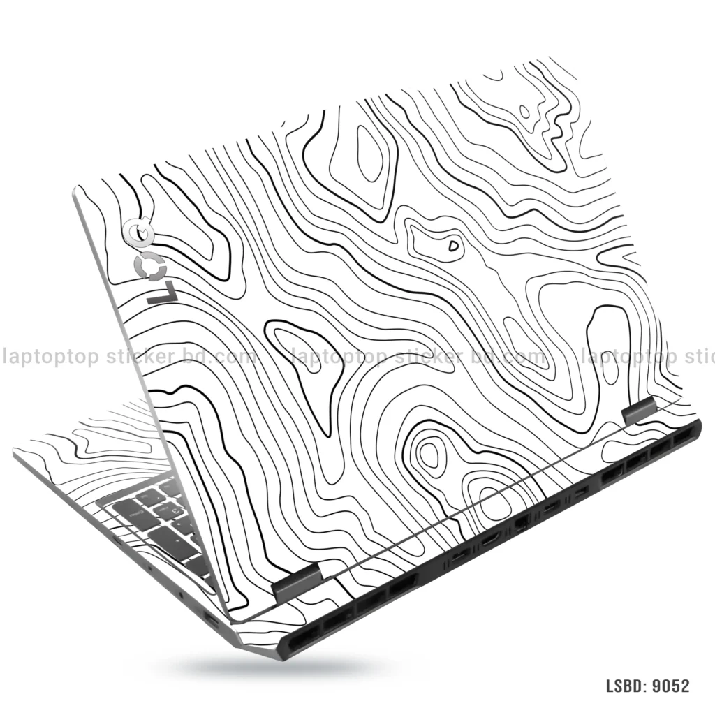 Abstract black and white line art laptop sticker for all laptop sizes