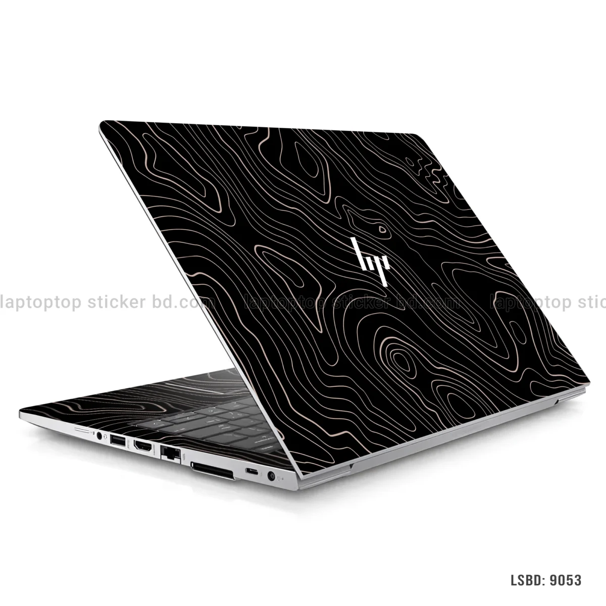 Black Abstract Sticker Abstract Line Art Black & Gold Precut Laptop Sticker – Laptop Sticker BD
