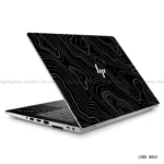 Abstract black and gold line art laptop sticker for all laptop sizes