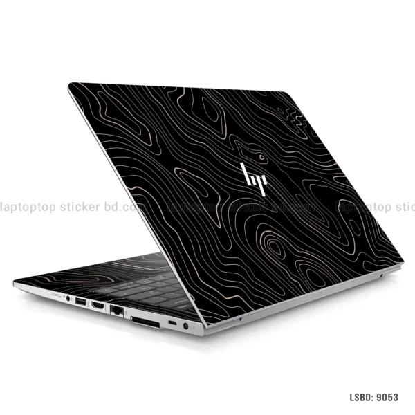 Abstract black and gold line art laptop sticker for all laptop sizes