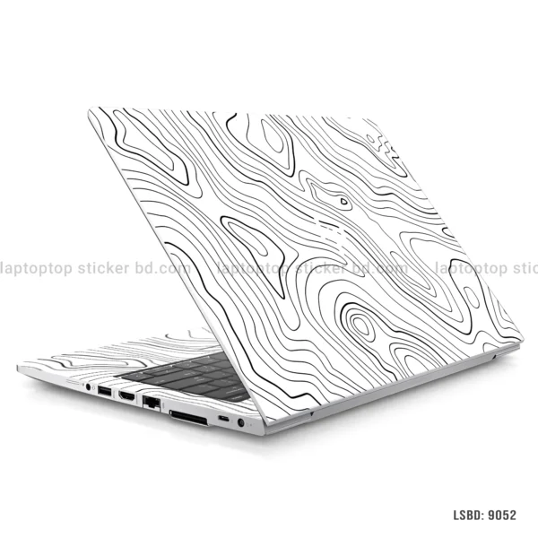 Abstract black and white line art laptop sticker for all laptop sizes
