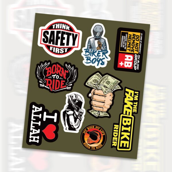 Biker motorcycle sticker pack for bikes and helmets