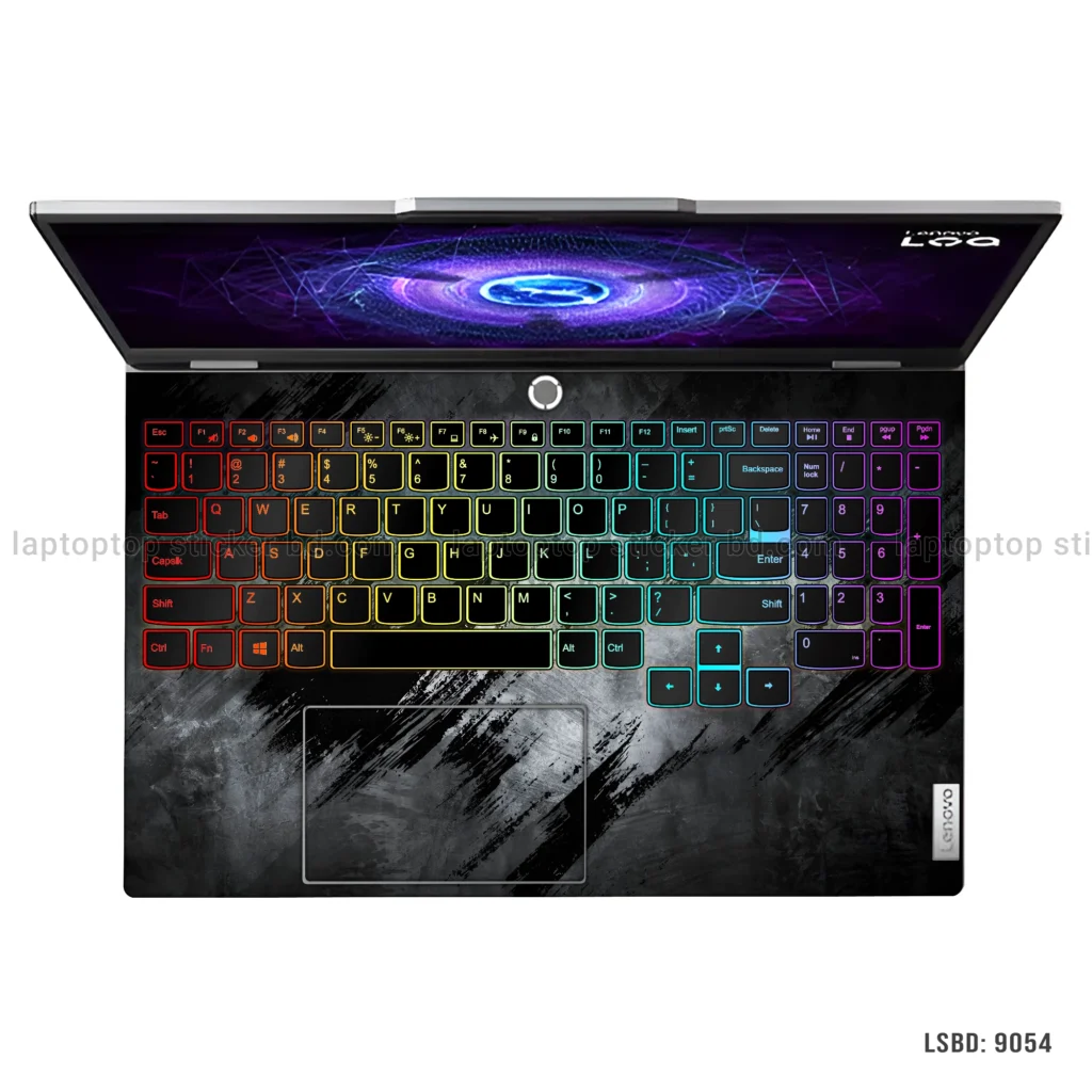 Abstract black and grey grunge laptop sticker for all laptop sizes