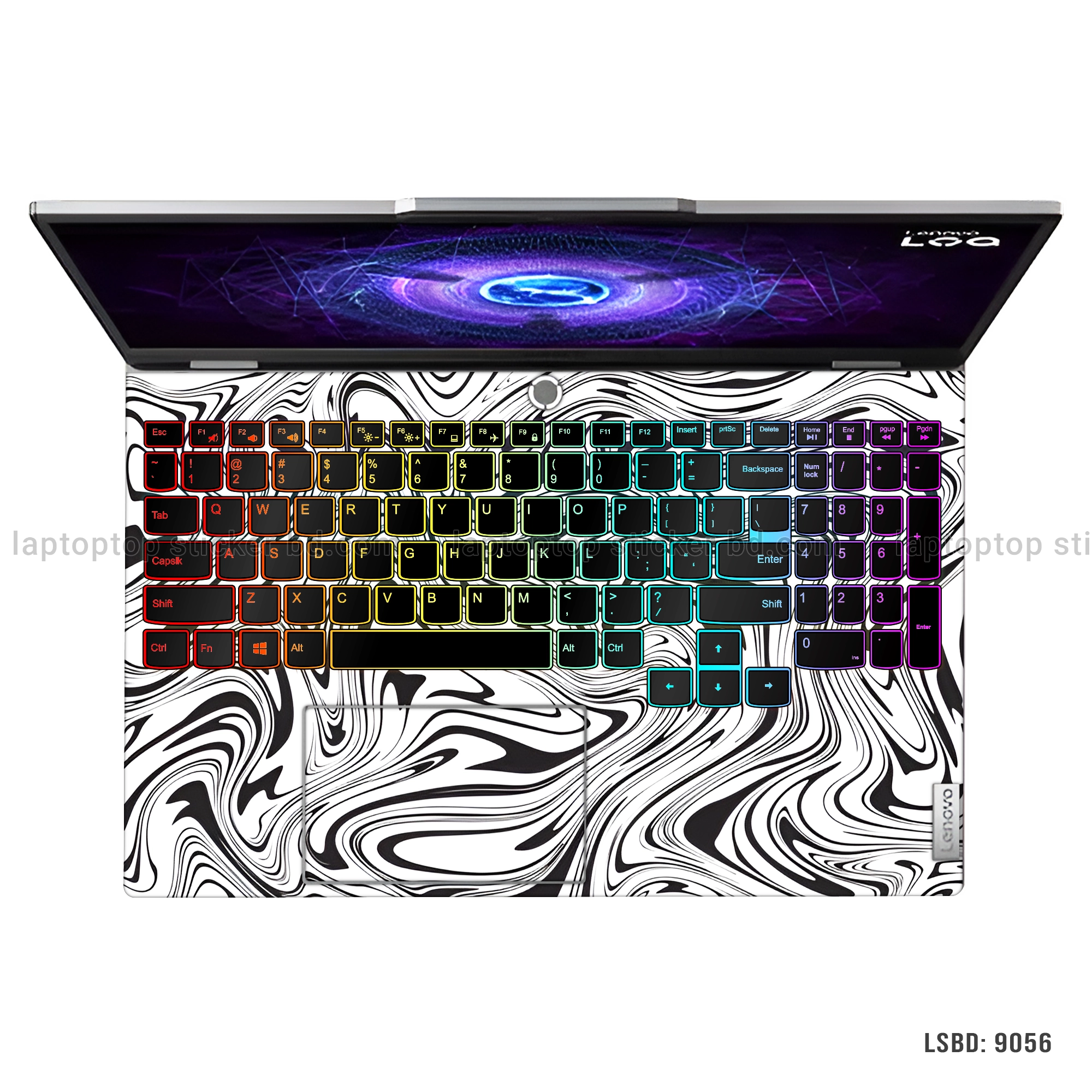 Abstract black and white laptop sticker for all laptop sizes